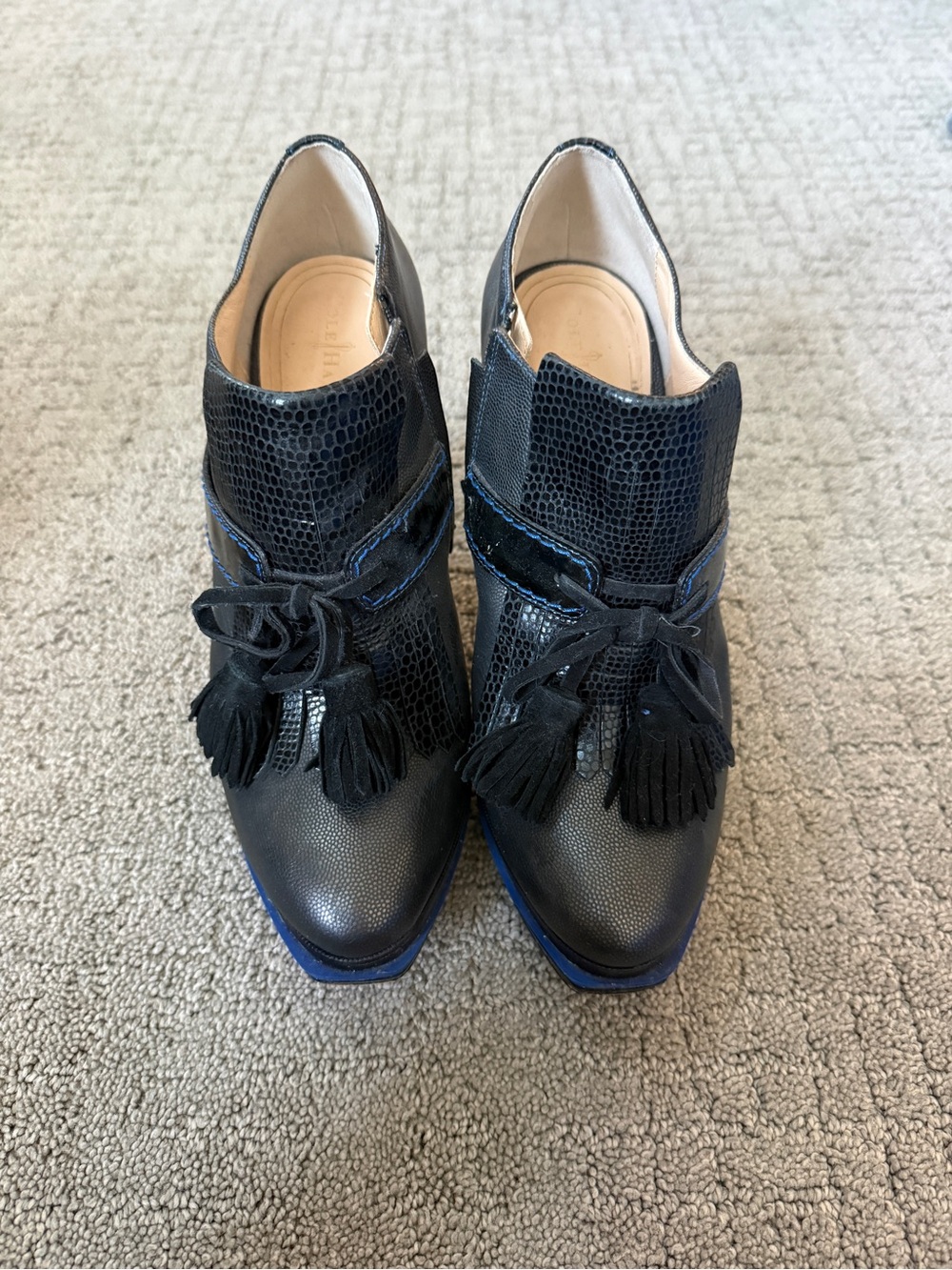 Women’s Black Lace-Up Tassel Ankle Boots